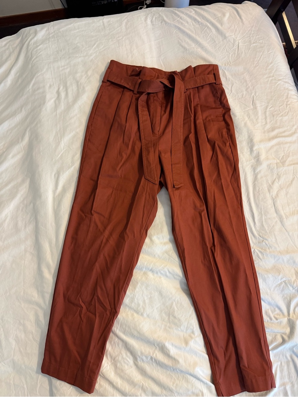Prologue Rust Tie-Belt Tapered Pants
